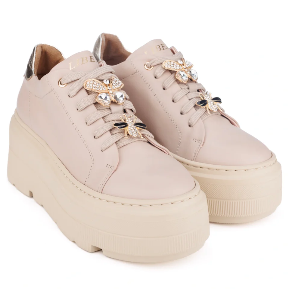 Sneakersy skórzane beżowe Libero 2845/1  475/111