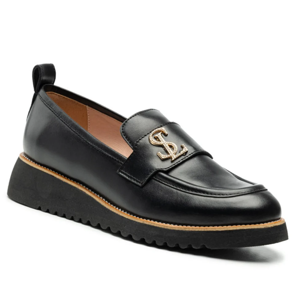 Półbuty skórzane czarne płaskie Libero 2870 8