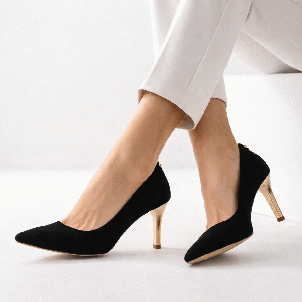 Czółenka skórzane czarne na szpilce Libero 4560 135