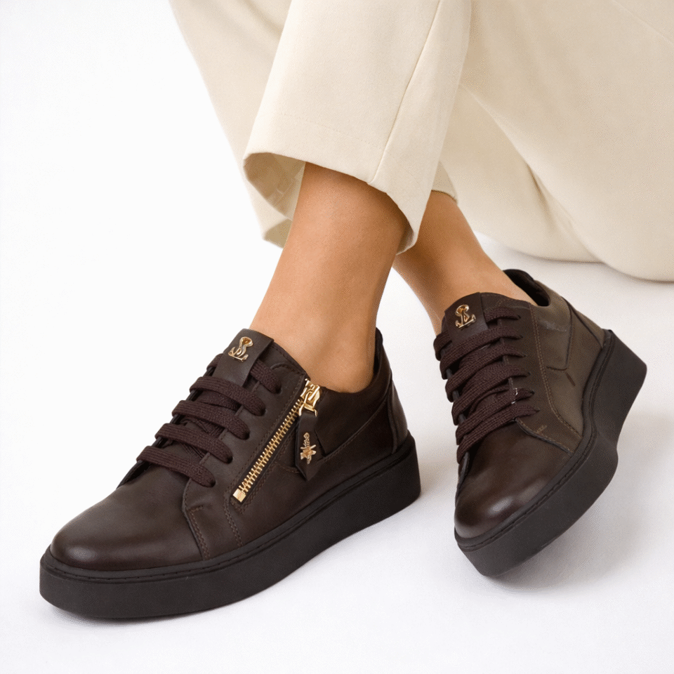 Brązowe sneakersy skórzane Libero 5090- 515